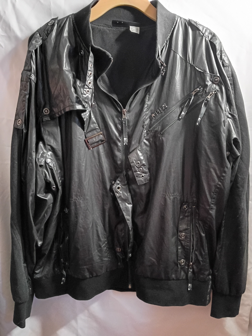 Rocawear Black Men's Bomber Jacket with Zip and Snap Details